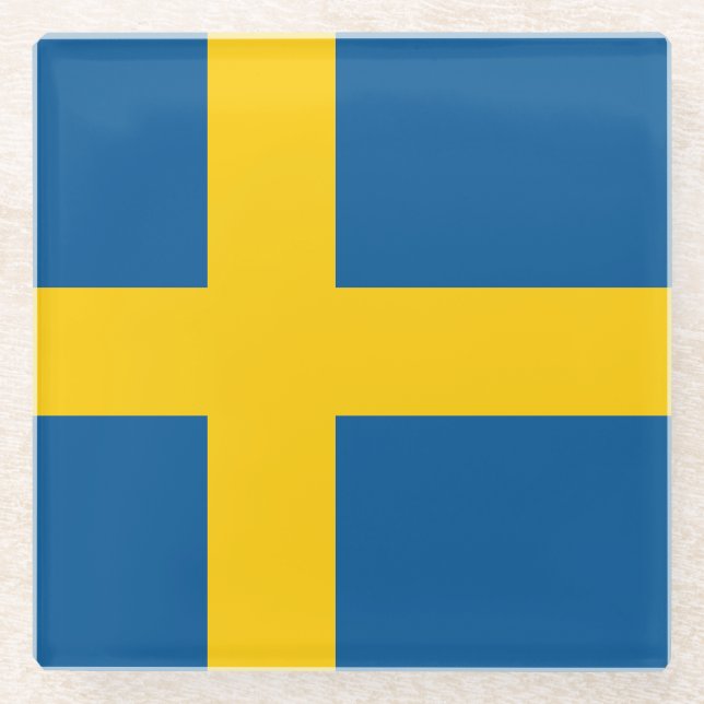 Sweden Flag Glass Coaster (Front)