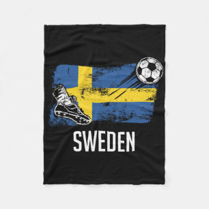 Sweden Flag Jersey Swedish Soccer Team Swedish  Fleece Blanket