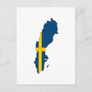 Sweden flag map postcard