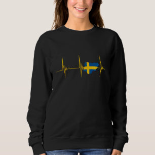 Sweden Flag Map Sverige Swedish Pride Heartbeat EK Sweatshirt