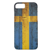 Sweden Flag on Old Wood Grain