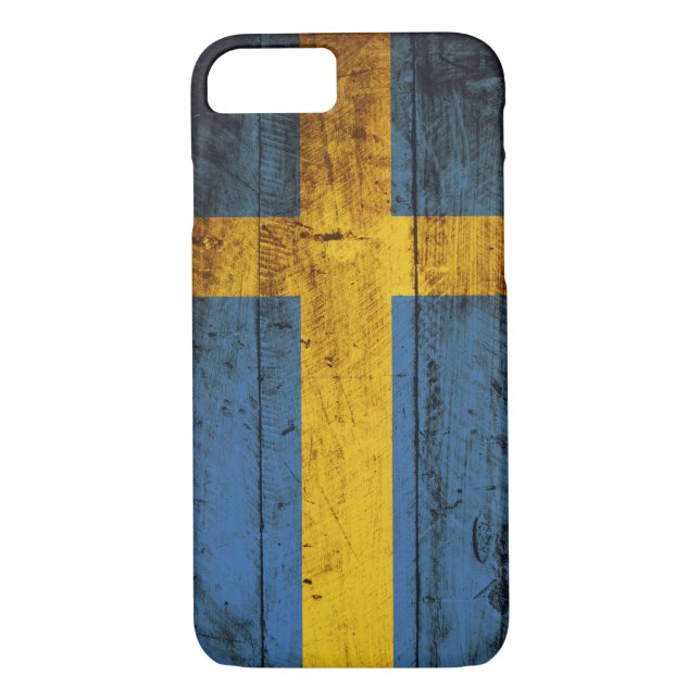 Sweden Flag on Old Wood Grain Case-Mate iPhone Case (Back)