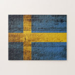 Sweden Flag on Old Wood Grain Jigsaw Puzzle<br><div class="desc">Sweden Flag on Old Wood Grain Feel free to modify the design according to your own preferences. You may change the design location, orientation, background colours and size. Also, you may add your own text, or slogan set its font, location and size, all in order to create the ultimate personal...</div>
