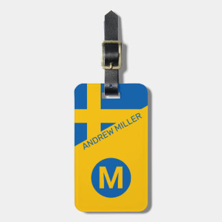 Sweden Flag Personalised modern travel luggage Tag
