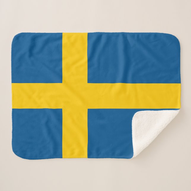 Sweden Flag Sherpa Blanket (Front (Horizontal))