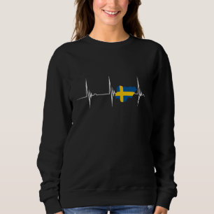 Sweden Flag Sverige Map Heartbeat EKG Pulse Swedis Sweatshirt