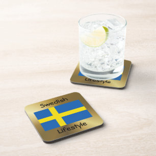 Sweden Flag+Text Coaster
