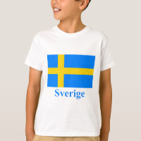 Sweden Flag with Name in Swedish
