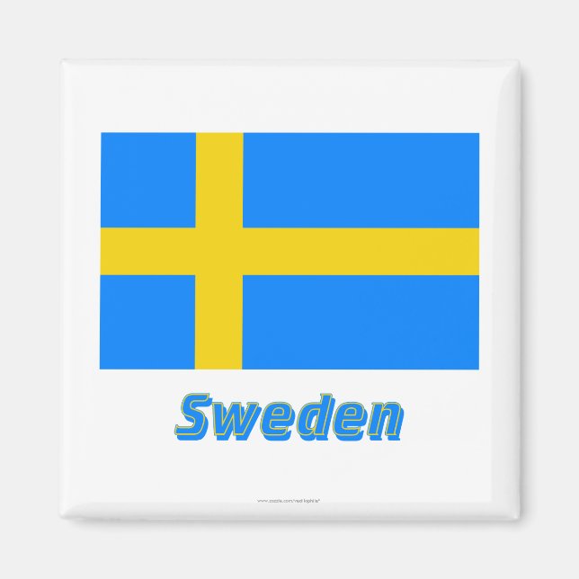 Sweden Flag with Name Magnet (Front)