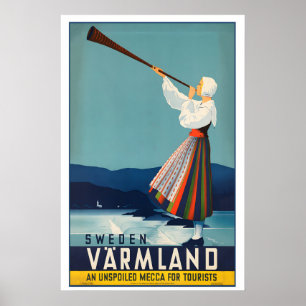 Sweden for Tourists Vintage Travel Poster - Framed