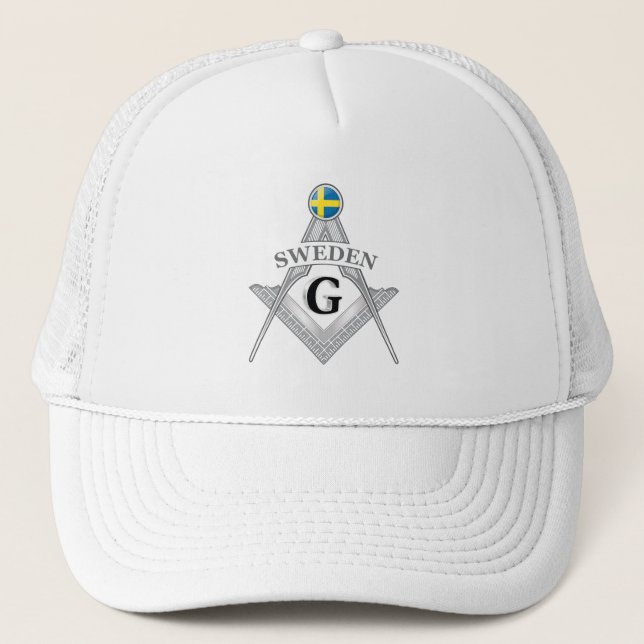 Sweden freemasonry sign trucker hat (Front)