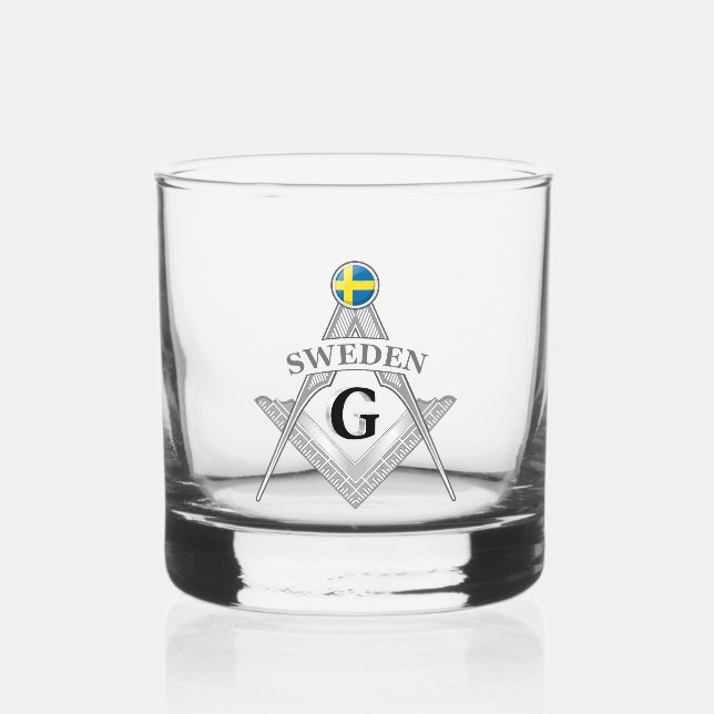 Sweden freemasonry sign whiskey glass (Front)