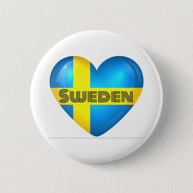Sweden Heart Flag 6 Cm Round Badge (Front)