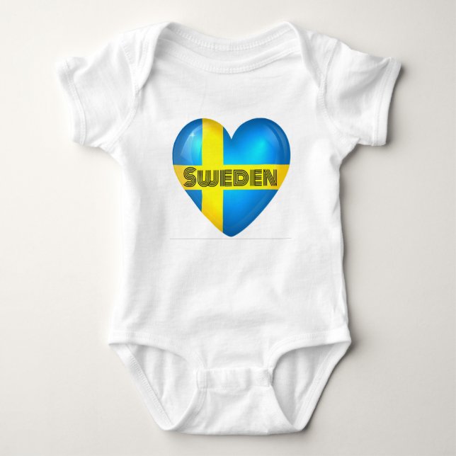 Sweden Heart Flag Baby Bodysuit (Front)