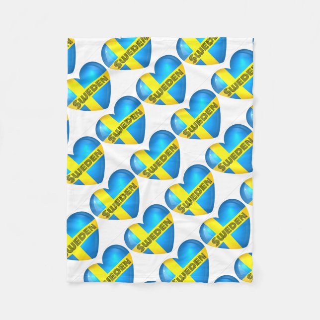 Sweden Heart Flag Fleece Blanket (Front)