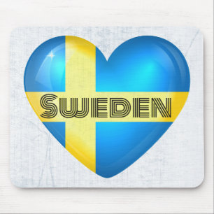 Sweden Heart Flag Mouse Pad