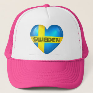 Sweden Heart Flag Trucker Hat