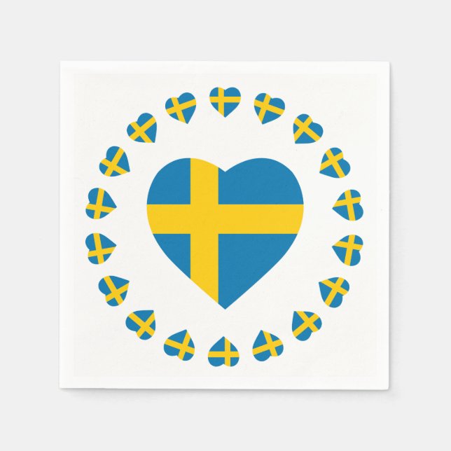 SWEDEN HEART SHAPE FLAG NAPKIN (Front)