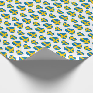 SWEDEN HEART SHAPE FLAG WRAPPING PAPER