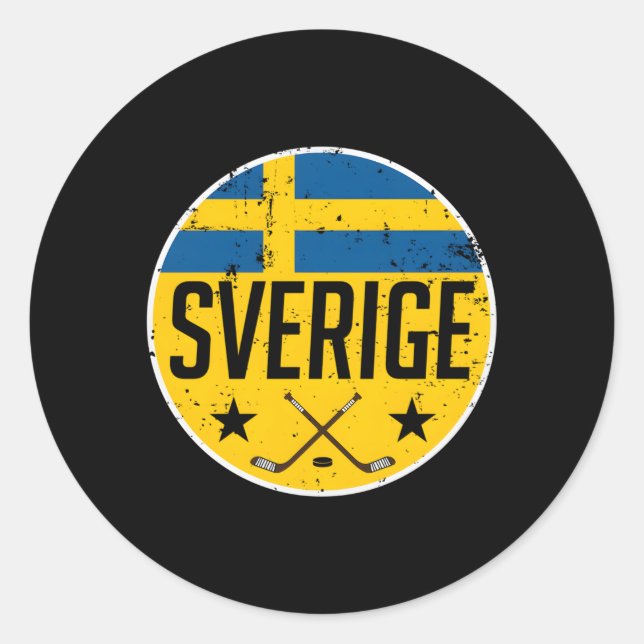 Sweden Ice Hockey Flag Jersey Supporter Sverige Fa Classic Round Sticker (Front)
