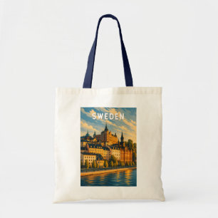 Sweden Illustration Travel Art Vintage Tote Bag
