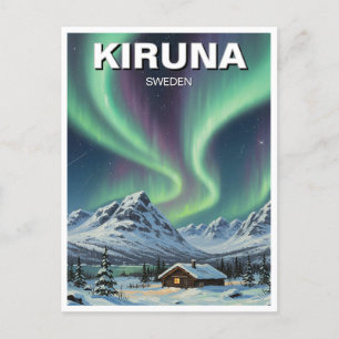 Sweden Kiruna Aurora Northern Lights Postcard