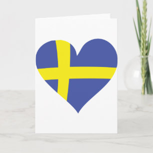 sweden love heart - swedish flag card