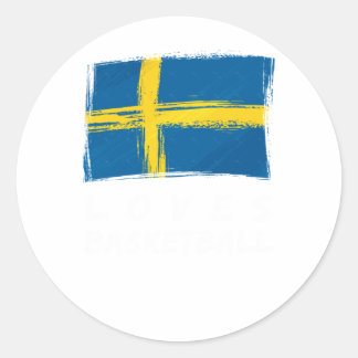 Sweden Loves Basketball  Classic Round Sticker
