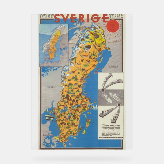 Sweden Map Acrylic Sign (Front)