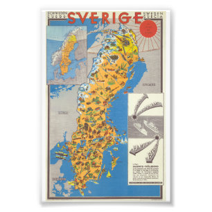 Sweden Map Photo Print