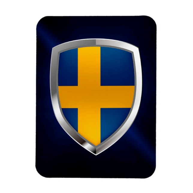 Sweden Metallic Emblem Magnet (Vertical)