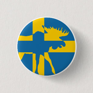 Sweden Moose Swedish National Animal Flag 3 Cm Round Badge