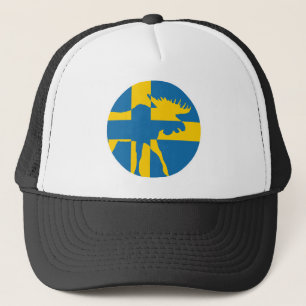 Sweden Moose Swedish National Animal Flag Trucker Hat