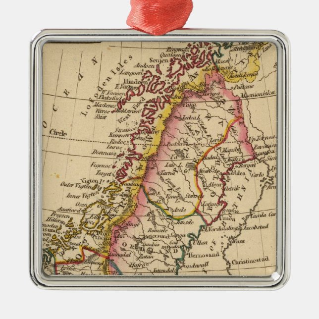 Sweden, Norway 2 Metal Tree Decoration (Front)