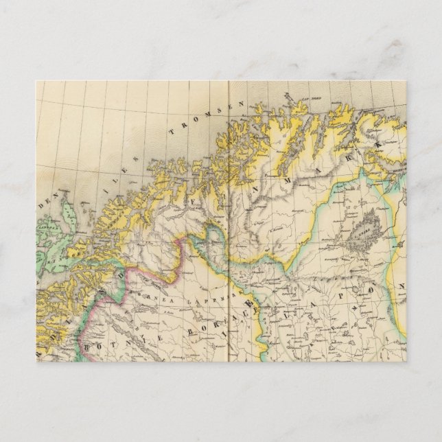 Sweden, Norway Atlas Map Postcard (Front)