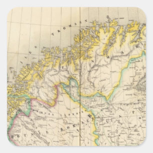 Sweden, Norway Atlas Map Square Sticker