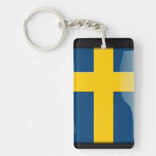 Sweden polished flag key ring