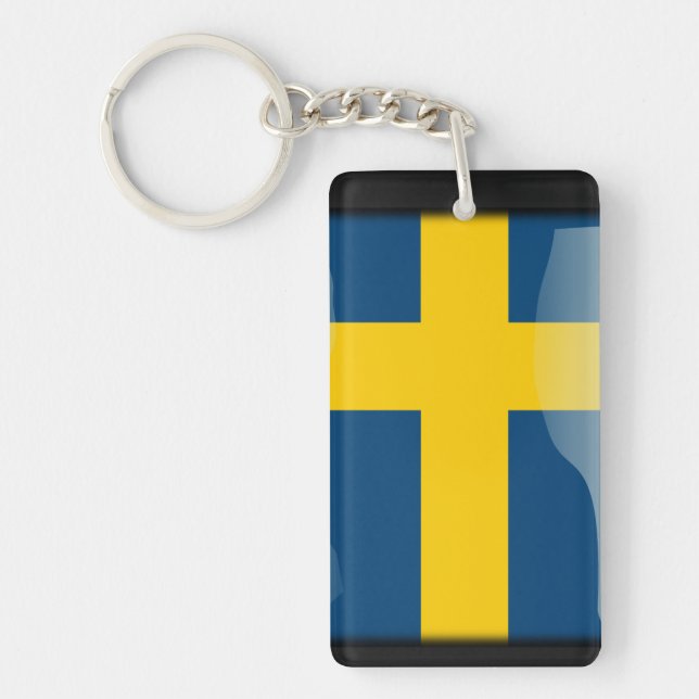Sweden polished flag key ring (Front)