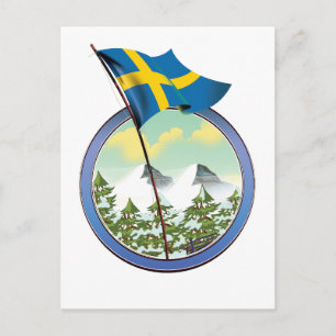 Sweden retro logo postcard