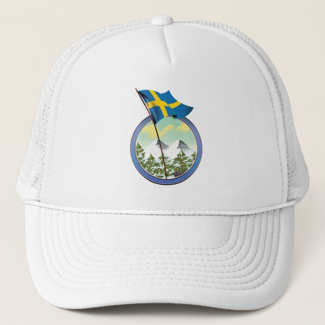 Sweden retro logo trucker hat (Front)