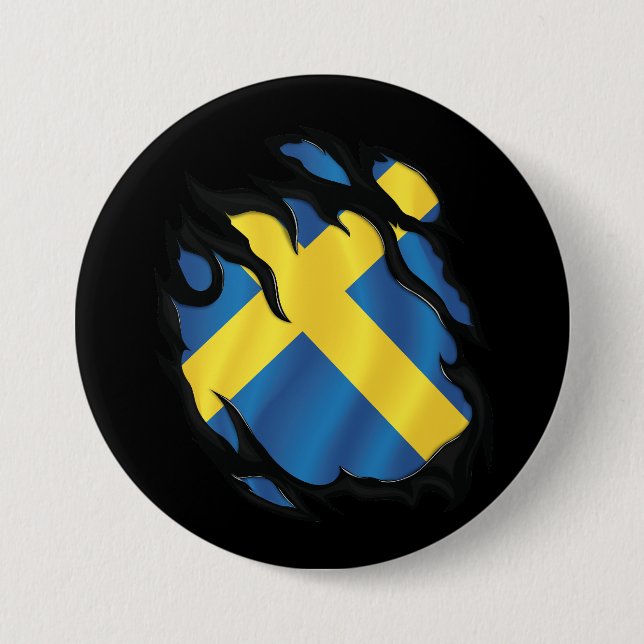 Sweden Ripped Flag 7.5 Cm Round Badge (Front)