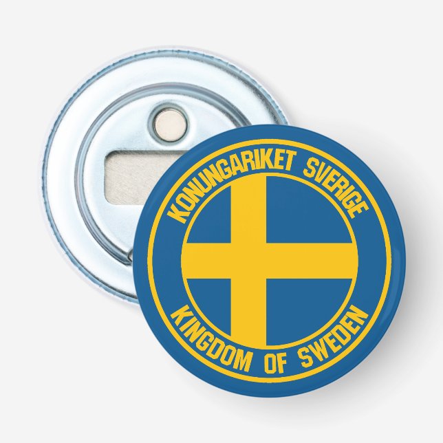 Sweden Round Emblem Bottle Opener (Front)