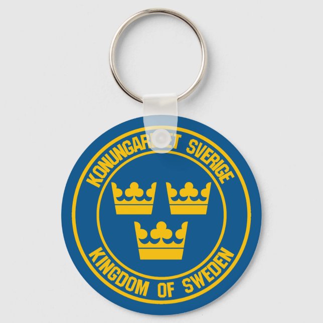 Sweden Round Emblem Key Ring (Front)
