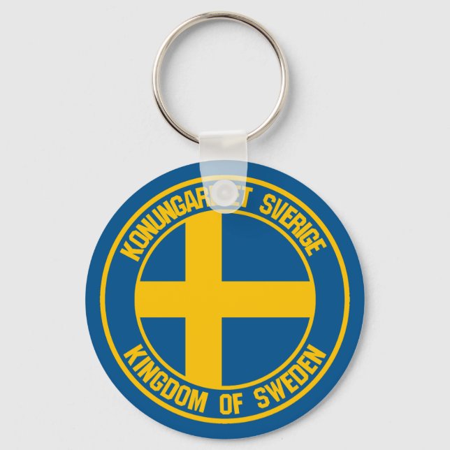 Sweden Round Emblem Key Ring (Front)