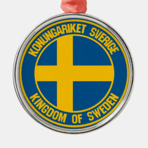 Sweden Round Emblem Metal Tree Decoration