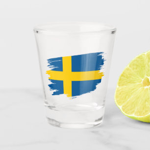 Sweden Shot Glass, Patriotic Swedish Flag Glass