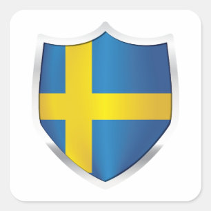 Sweden Silver Shield Flag  Square Sticker