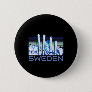Sweden Ski Accessories Retro Swedish Skiing 6 Cm Round Badge