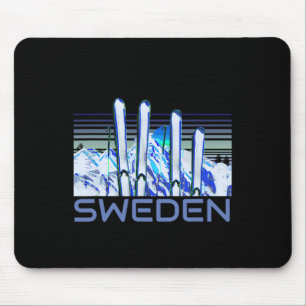 Sweden Ski Accessories Retro Swedish Skiing Mouse Pad