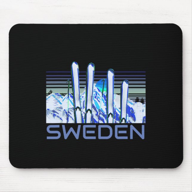 Sweden Ski Accessories Retro Swedish Skiing  Mouse Pad (Front)